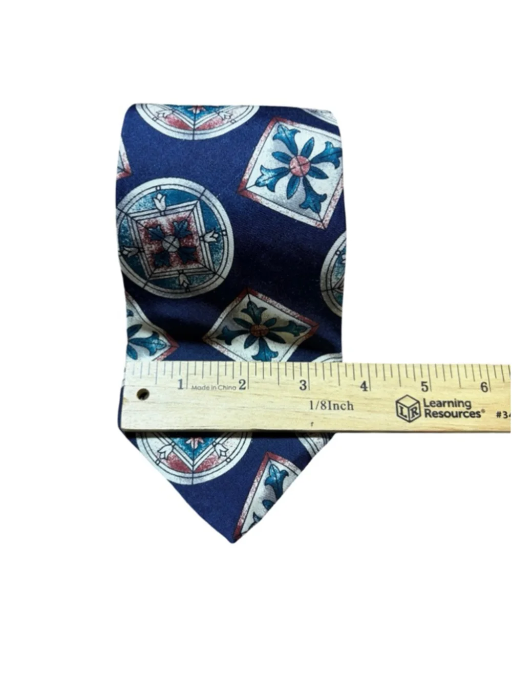 Oscar de la Renta Silk Tie Geometric Medallion Vintage Designer Neckwear